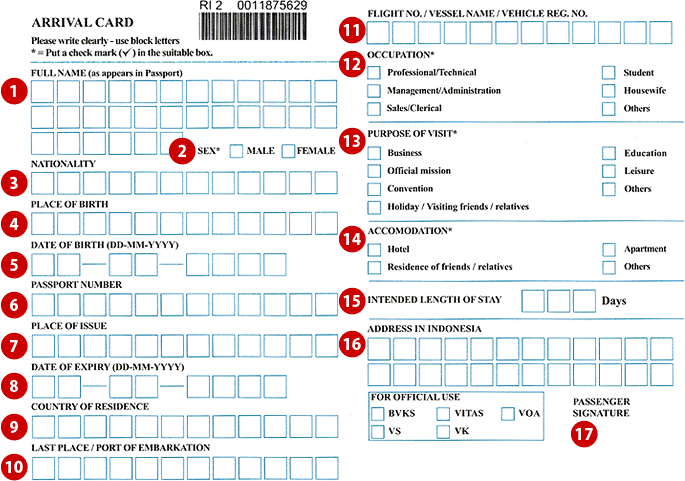 EDカード［インドネシア入国］